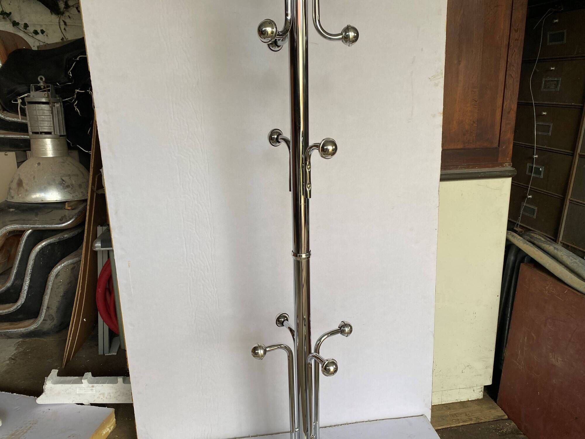 Chromed metal coat rack with vintage marble base, 1970