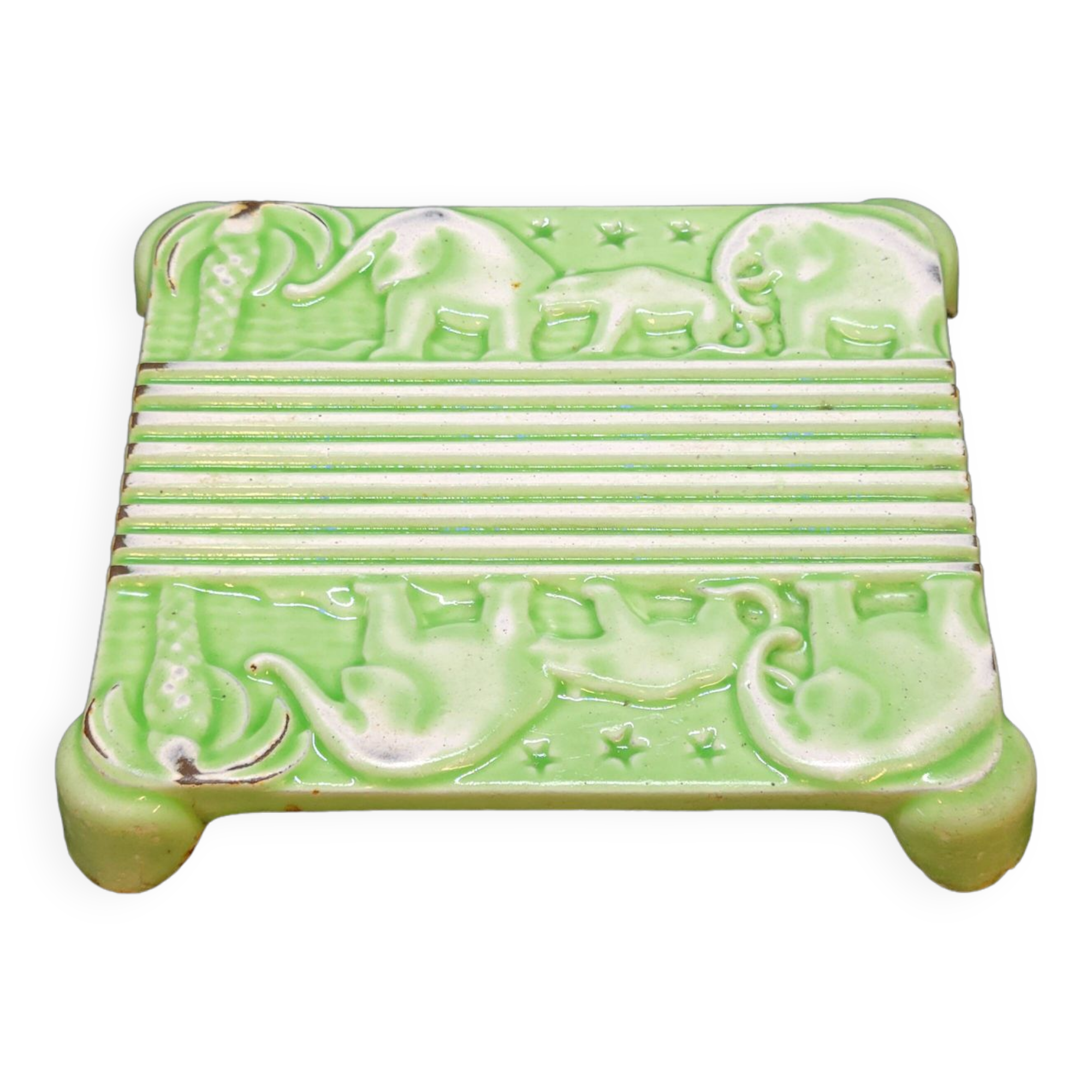 Art Nouveau trivet foundry Deville in enamelled cast iron Elephants model