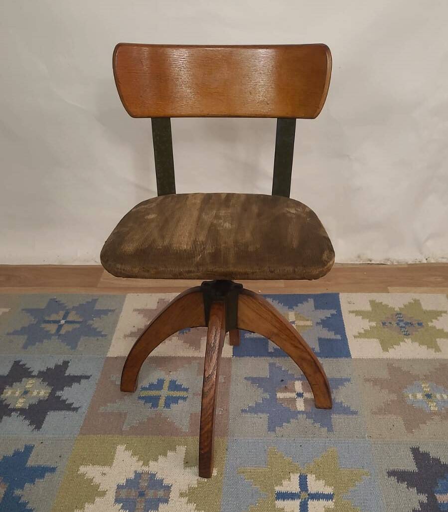 Adjustable Scandinavian oak office chair – Denmark, 1940