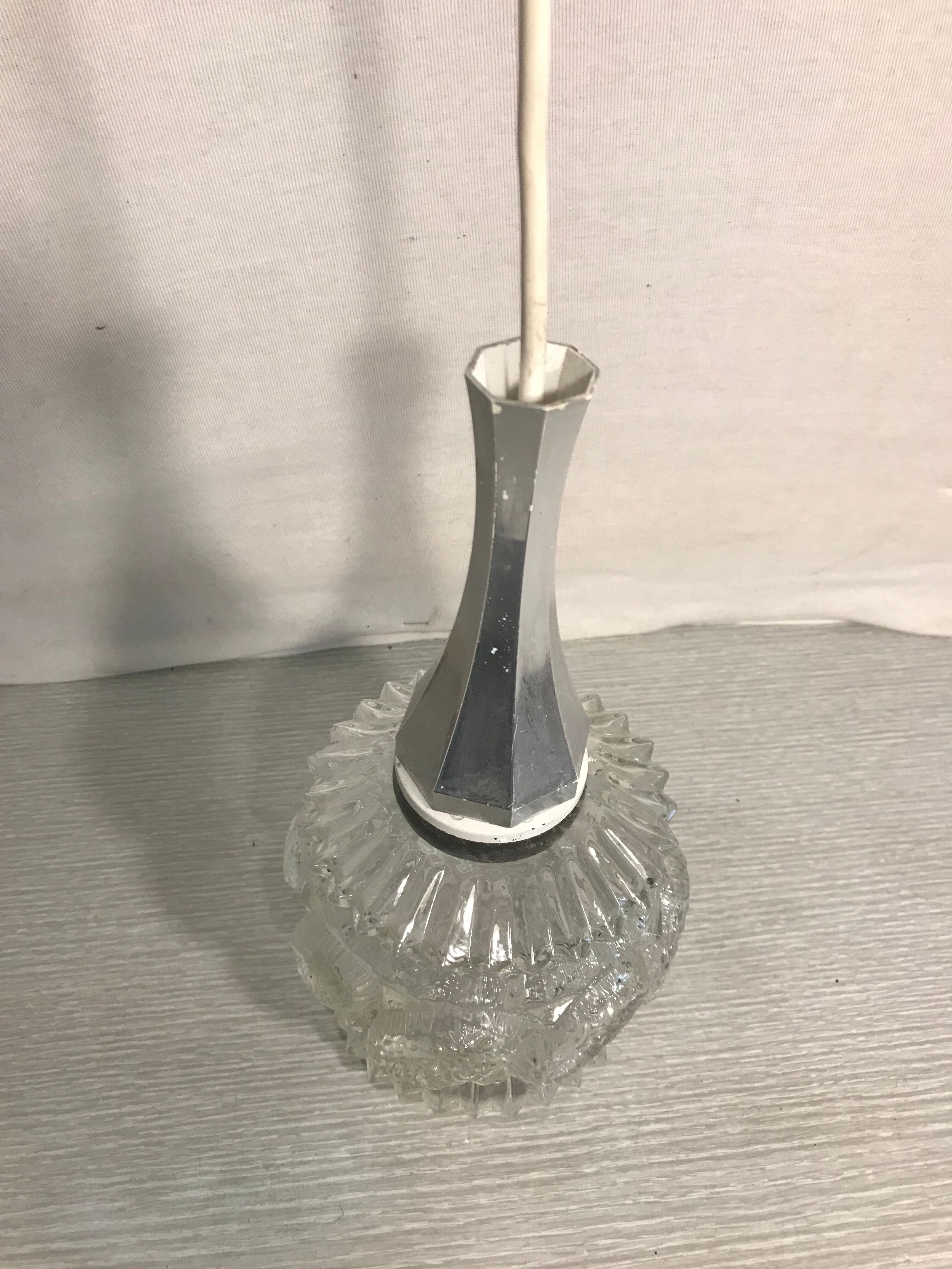 Old glass molded shape geometric shape years 70
