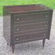 Vintage 3-drawer chest of drawers in dark varnished mahogany and brass from the 1960s