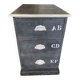 Antique professional furniture in patinated wood with 3 administration locker drawers