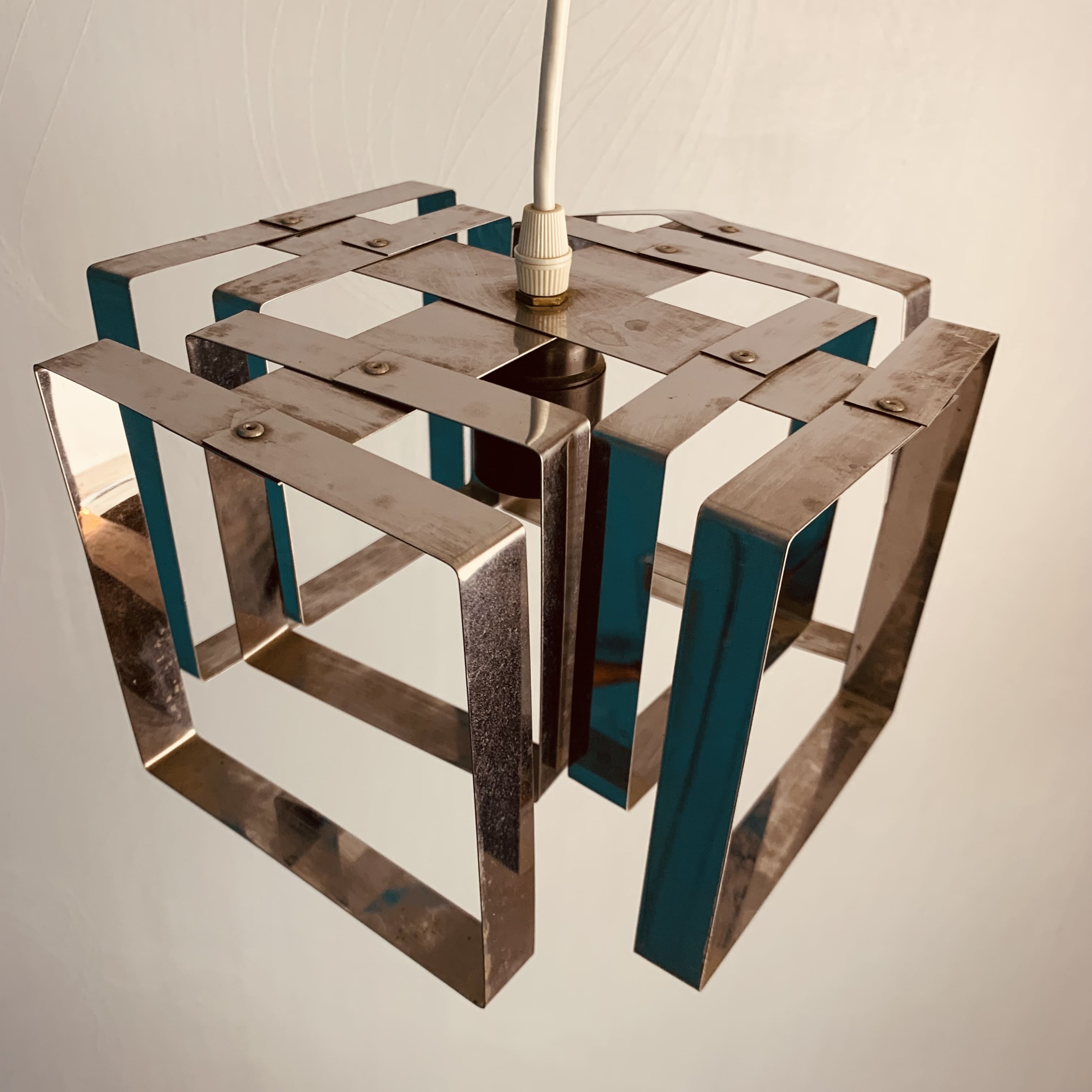 Chandelier chrome geometric shape