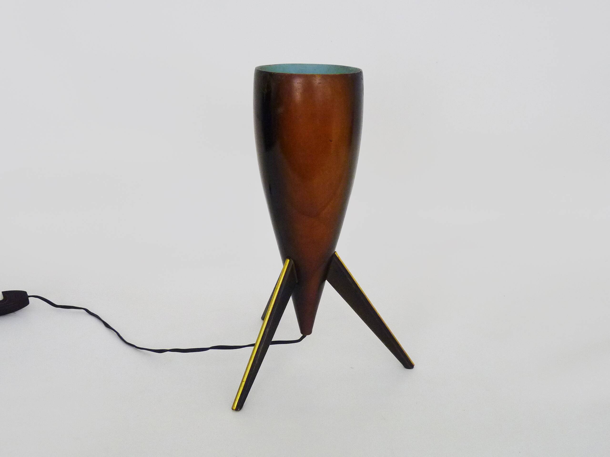 Wooden table lamp Italy 1970s