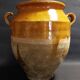 Yellow glazed terracotta jam pot, South West, 19th century