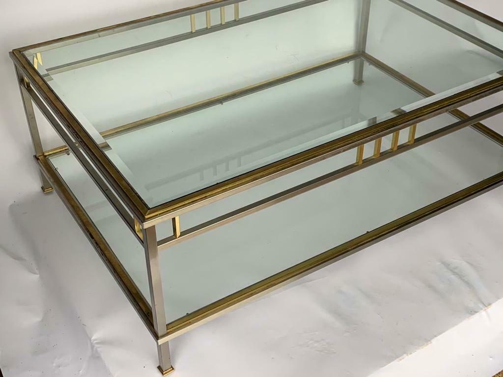 Coffee table 1970 home rings ramsay metal chrome dore 2 levels