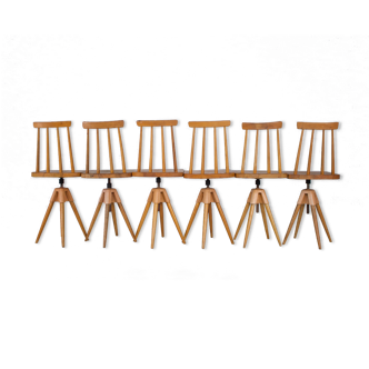 6 tabourets pivotants minimaliste 1950.