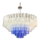 Large Transparent and Blue "Tronchi" Murano Glass Chandelier in Venini Styl