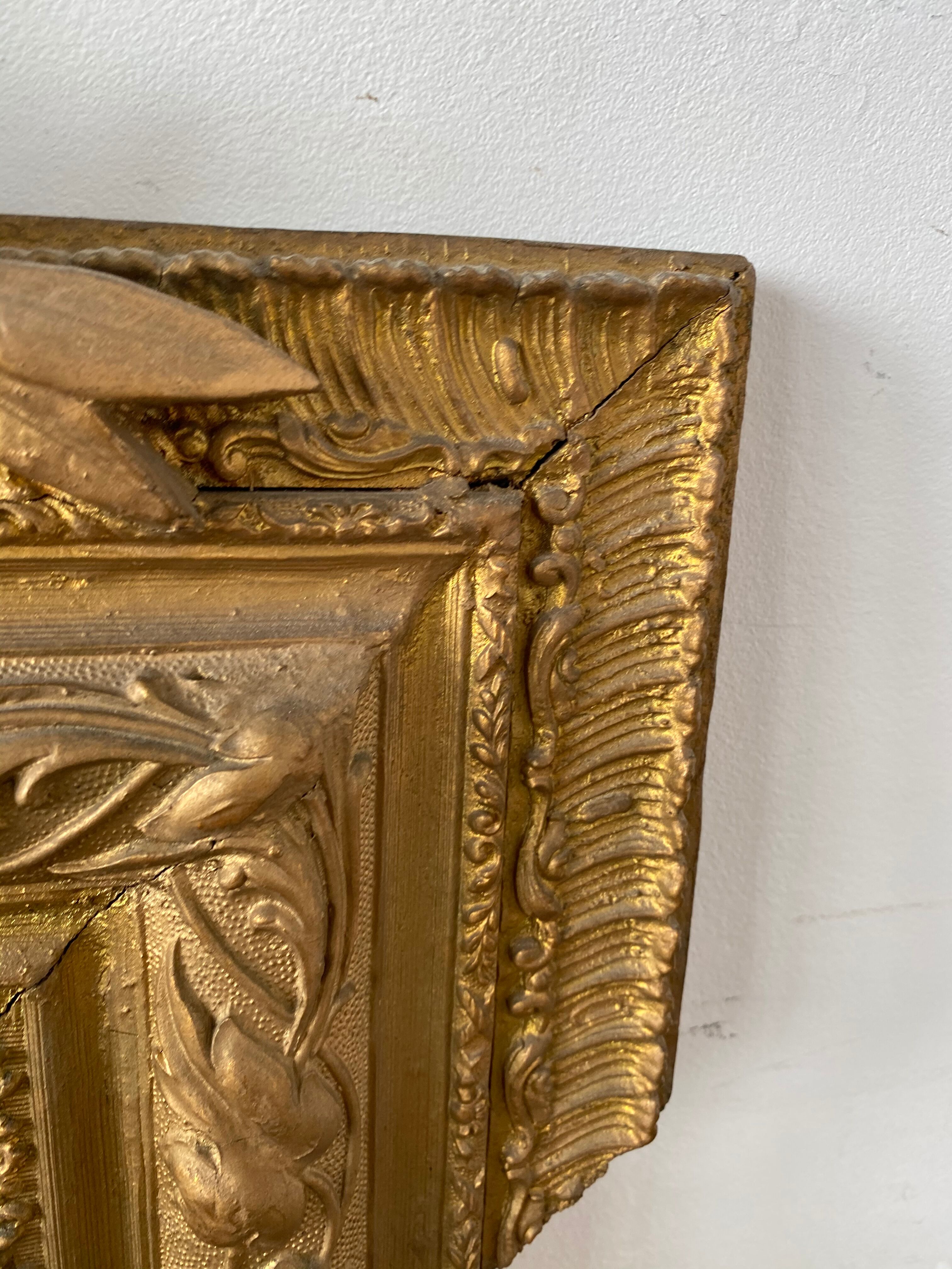 Old mirror with pediment  72x112cm