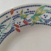 3 plates Churchill England mosaic and floral design