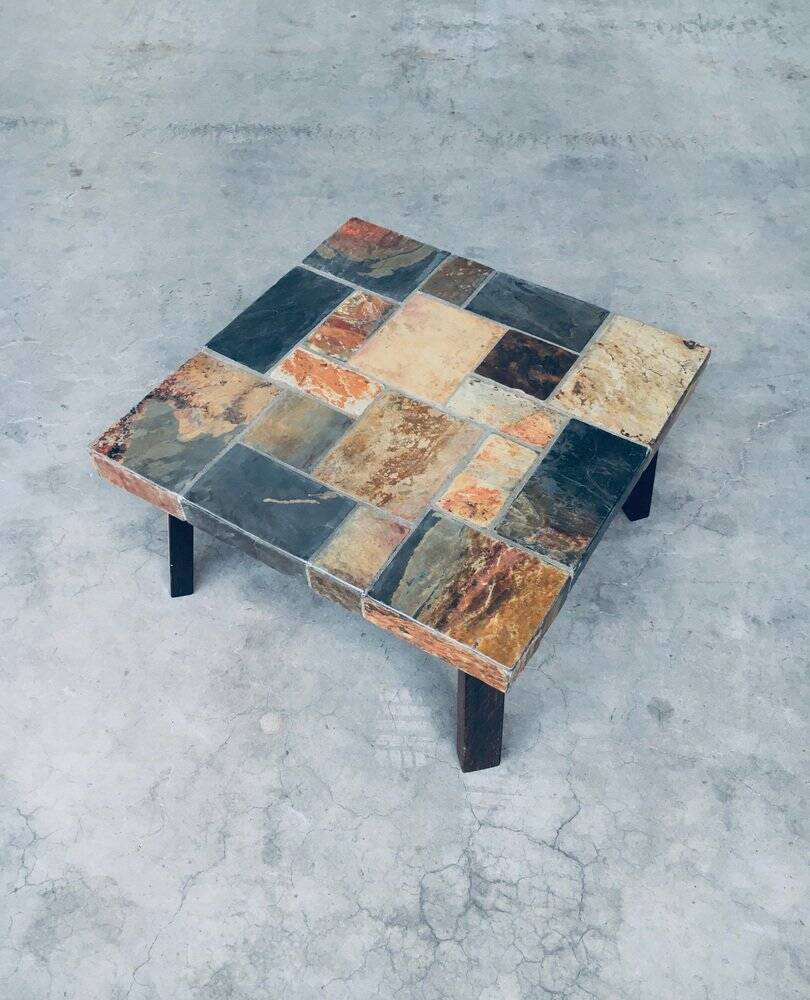Brutalist Style Coffee Table in Slate Stone, 1970s