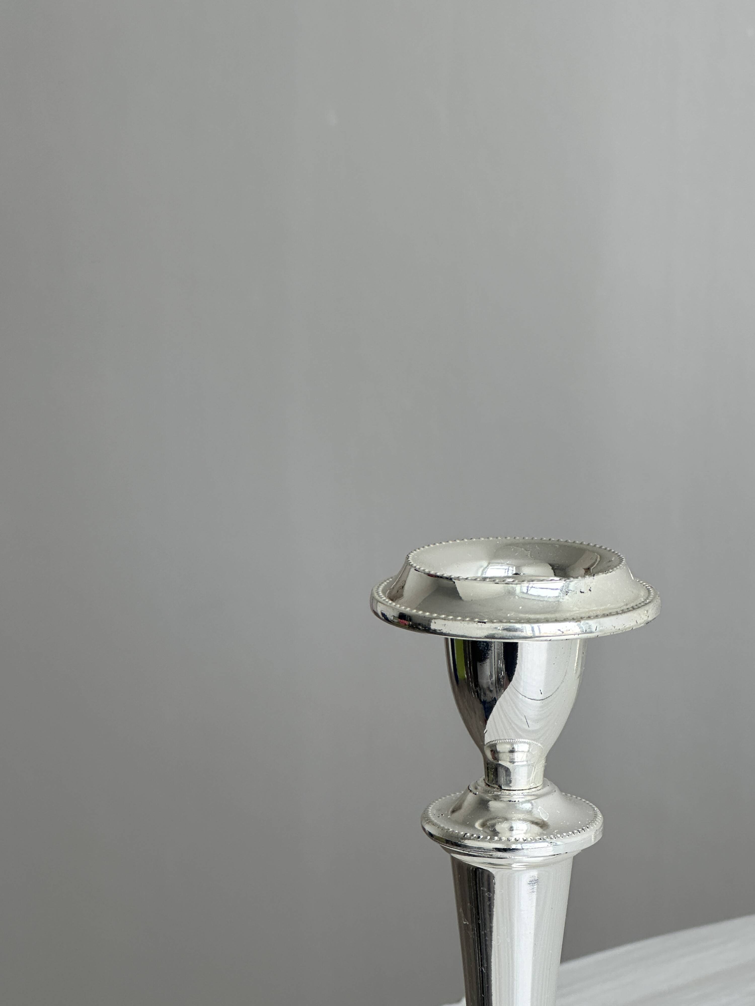 Pair of elegant stainless steel candlesticks