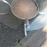 Vintage coffee table round chrome and copper
