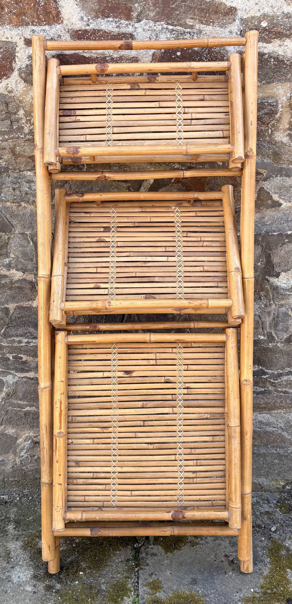 Bamboo shelf "Atelier Riviera" 3 levels, foldable, vintage, 1960s
