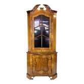 Antique display case/corner cabinet - Baroque style - walnut - glass door with bars - circa 1900