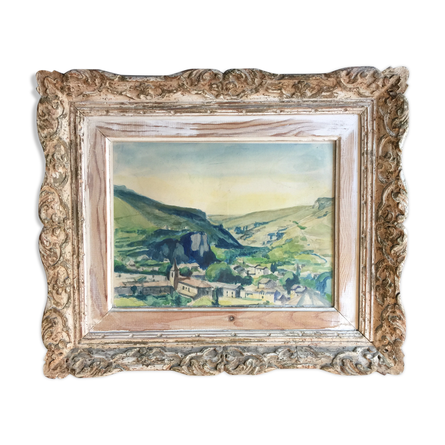 "Provençal Landscape" original watercolor on pencil