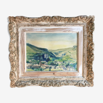 "Paysage Provençal" aquarelle originale sur crayon