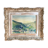 "Provençal Landscape" original watercolor on pencil