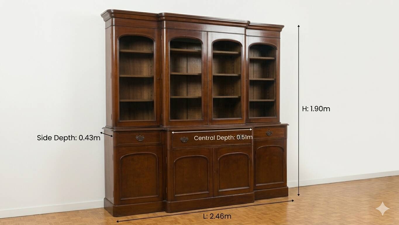 Monumental "Breakfront" library in mahogany – Victorian style 19th century
