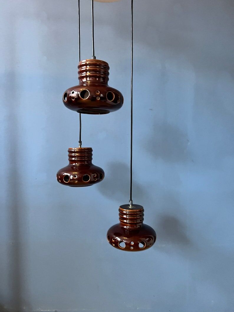 Ceramic pendant lamp West Germany Cascade