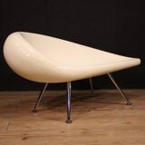 70's design sofa in fiberglass and chromed metal