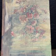 Vintage painting, painting, still life with flowers