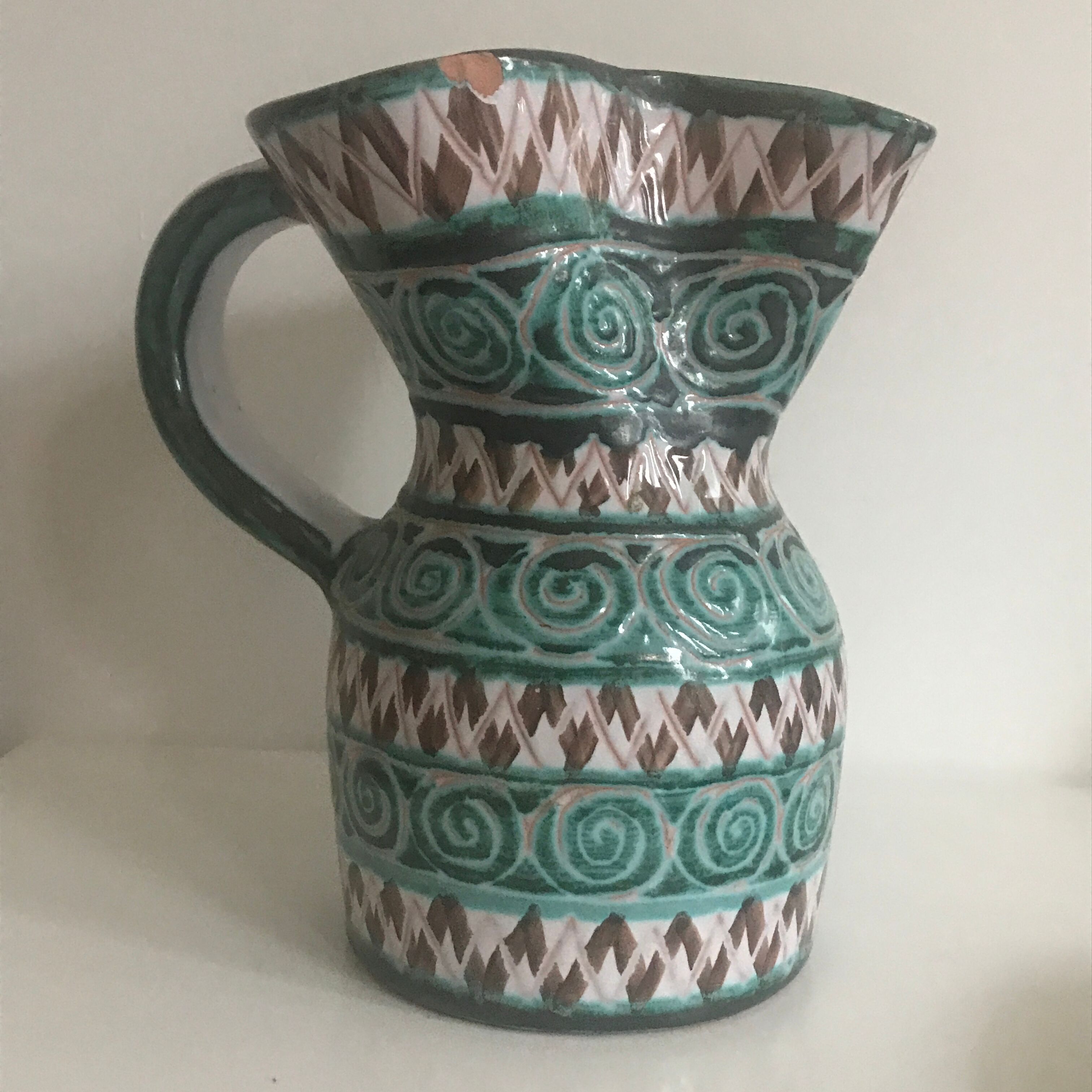 Robert Picault's earthenware pitcher in Vallauris design 1950