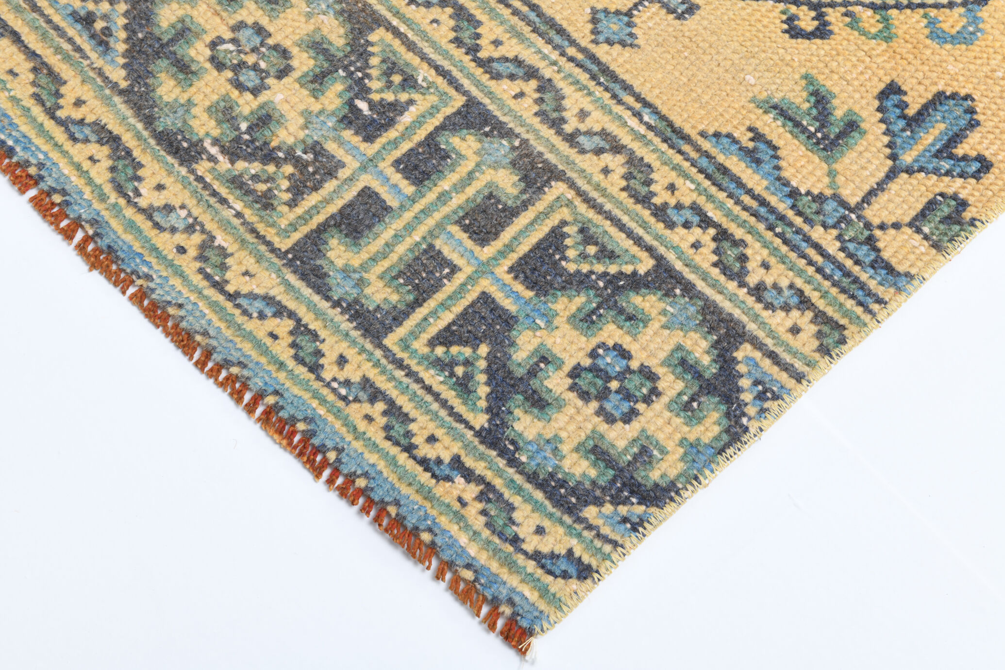 Pale orange & blue turkish runner rug 72x341cm