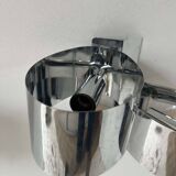 Pair of vintage wall lights, curved chrome metal, France 1970