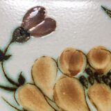 Plat à cake en céramique de gien, modèle dakar, motifs fleuris peints à la main