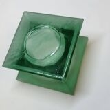 Modernist vintage square vase in frosted molded pressed glass