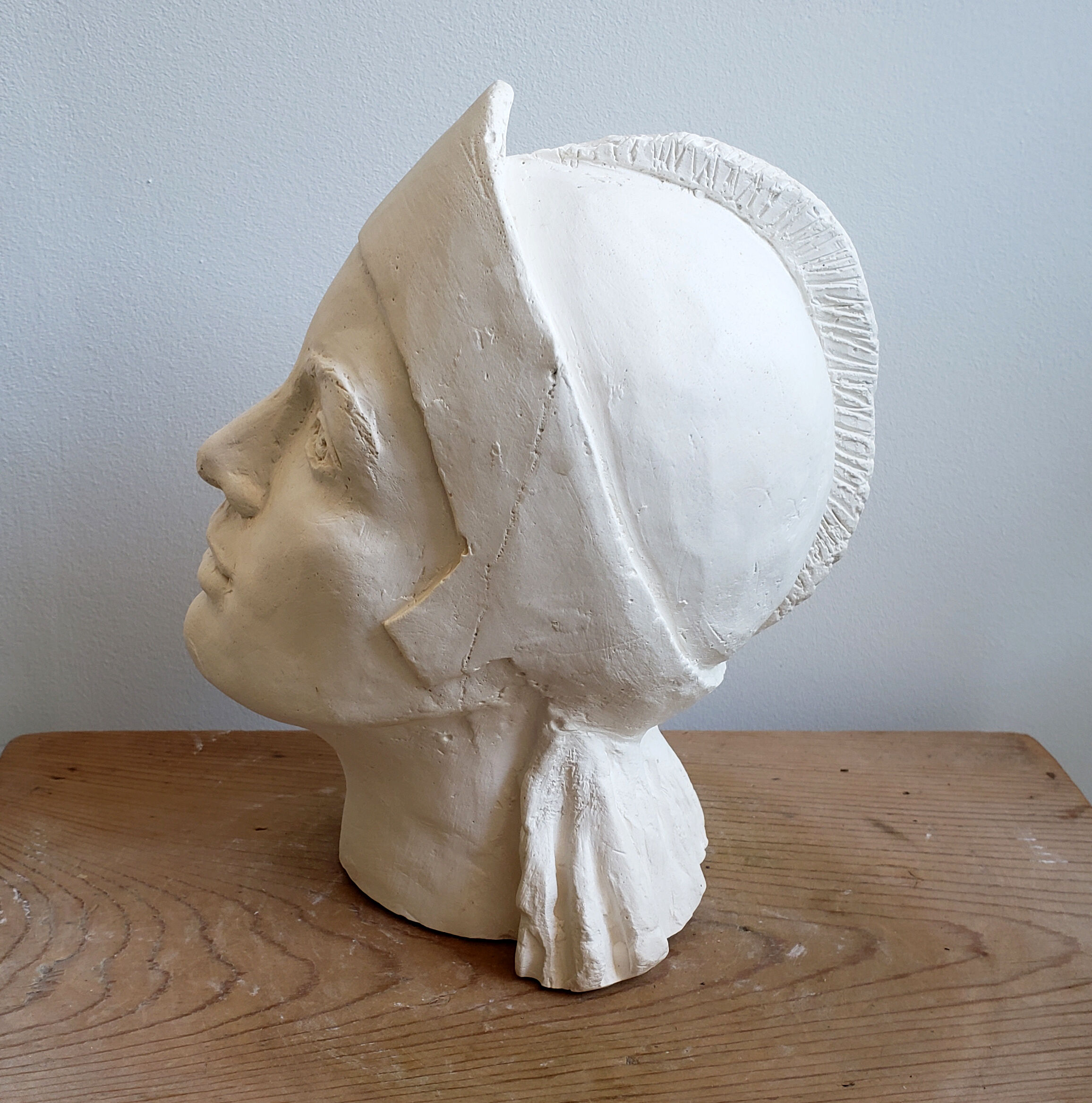 Woman's head in plaster