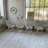 4 white wooden garden chairs