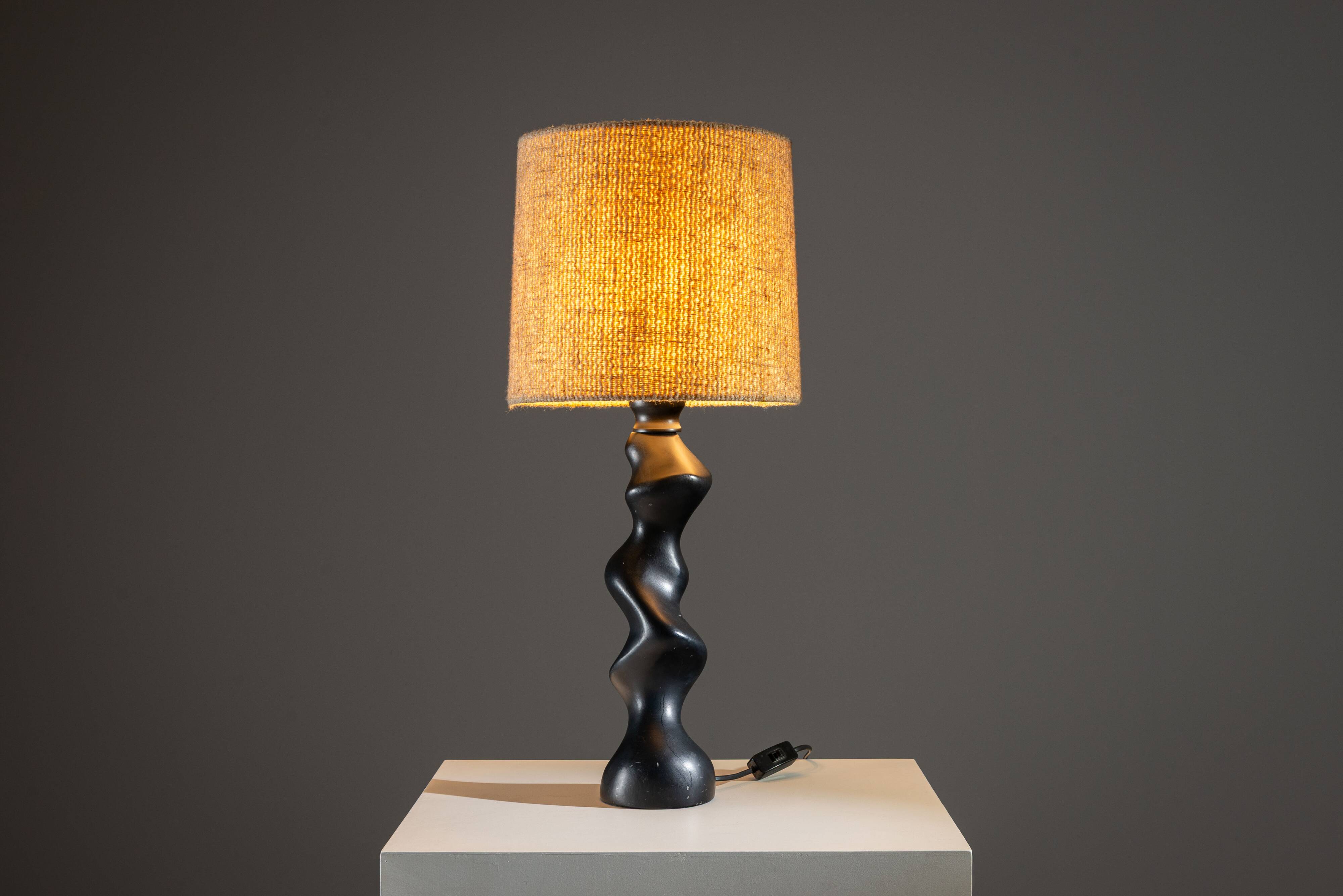 Sculptural wooden Typ 42 table lamp by Temde