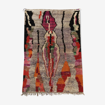 Tapis berbère marocain Boujaad violet chiné à motifs colorés 265x156cm