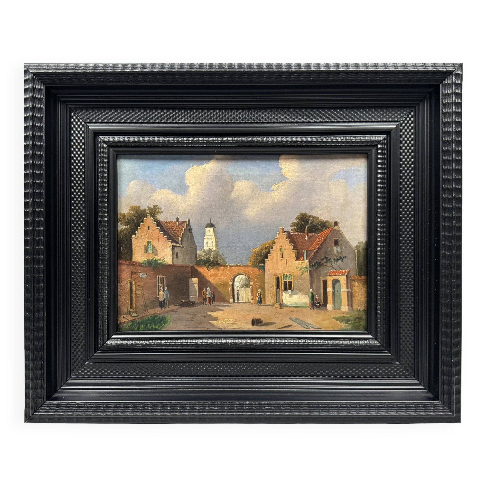 Lively Dutch or Flemish village square