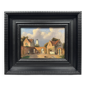 Lively Dutch or Flemish village square