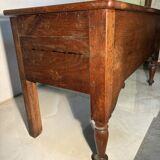 Large antique oak chest with turned legs