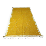 Moroccan kilim rug, yellow, handmade, 150/250cm.