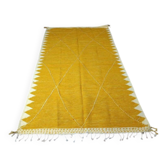 Moroccan kilim rug, yellow, handmade, 150/250cm.
