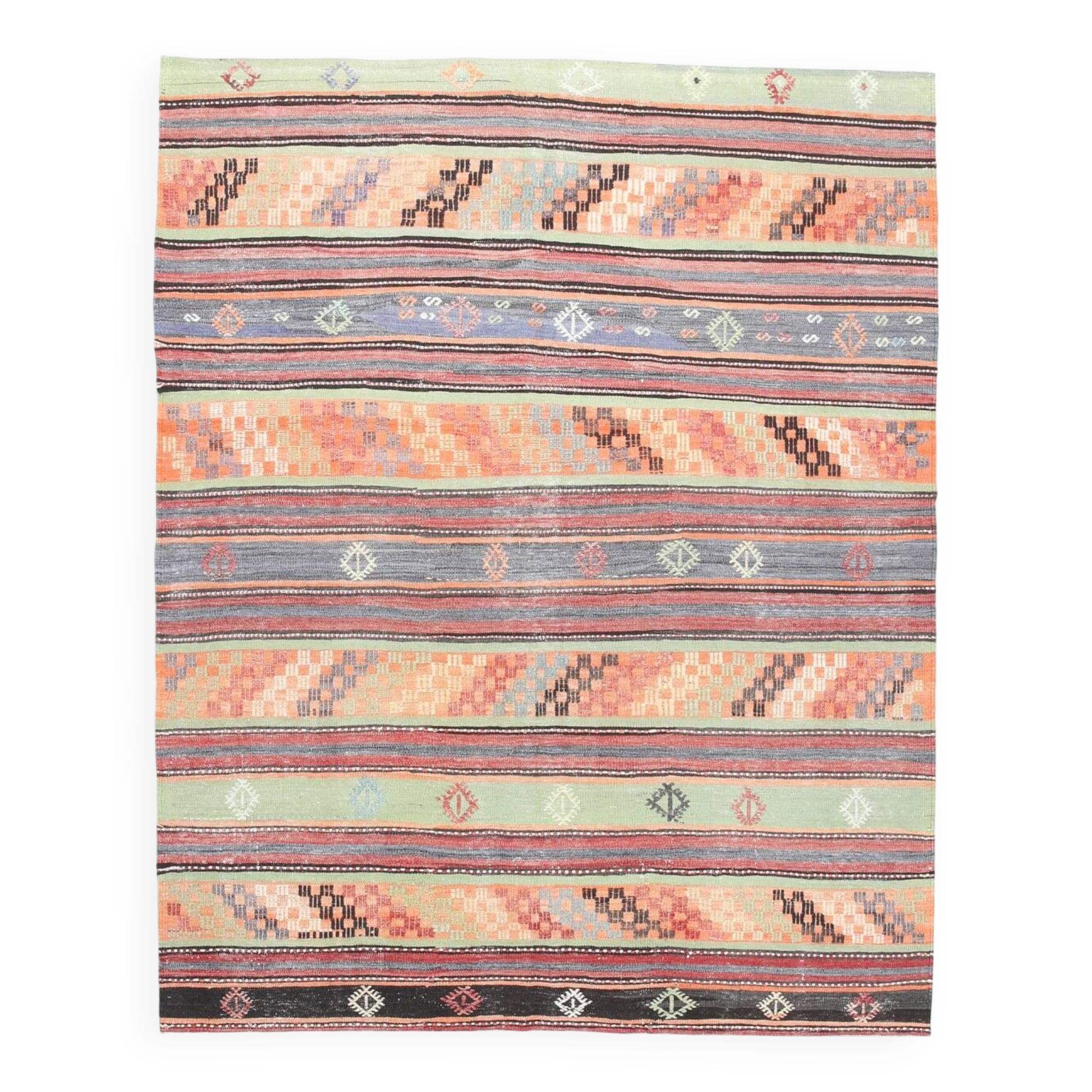 Turkish Vintage Kilim Rug, 169x211 Cm