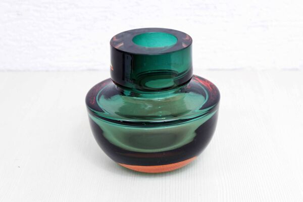 Vase Sommerso en verre de Murano vert 1970