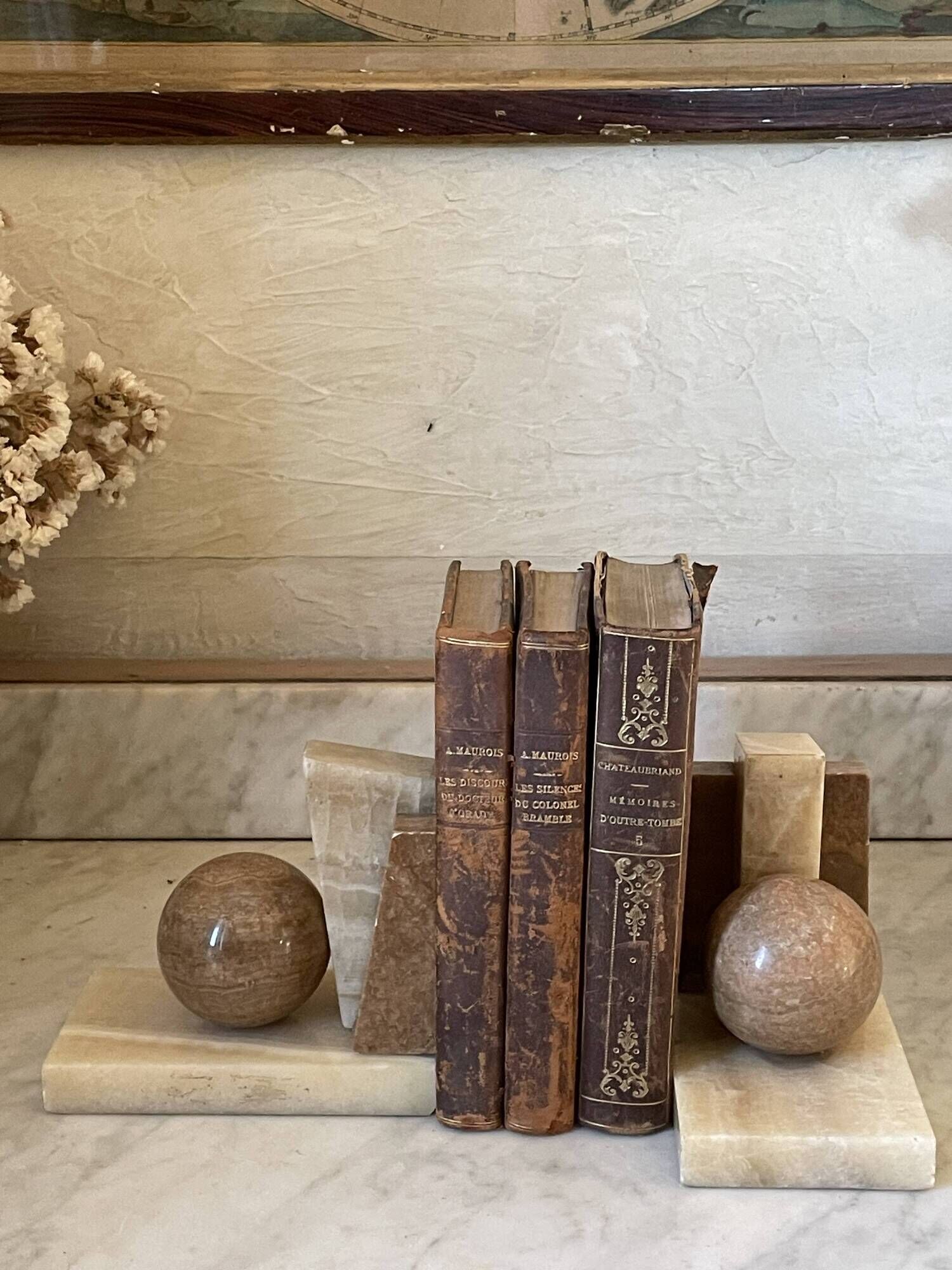 Pair of marble and onyx bookends