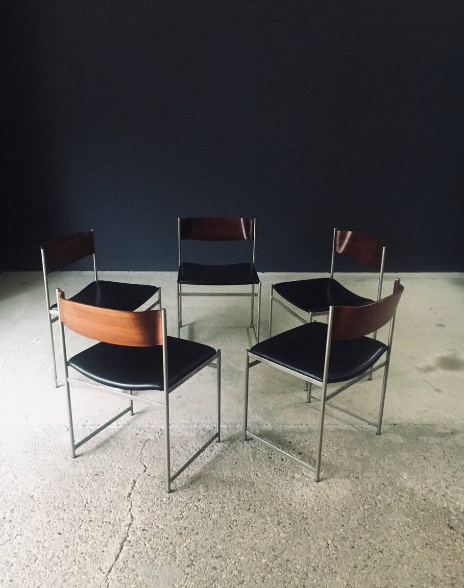 Mid-Century Modern SM08 Dining Chair Set by Cees Braakman for Ums Pastoe, Netherlands, 1960s, Set of 5