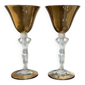 “Paire de verres à cocktail attribués à Bayel, modèle Bacchante, en ve