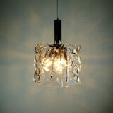 vintage PENDANT LIGHT crystal glass and chrome 14 glass prisms 1960s