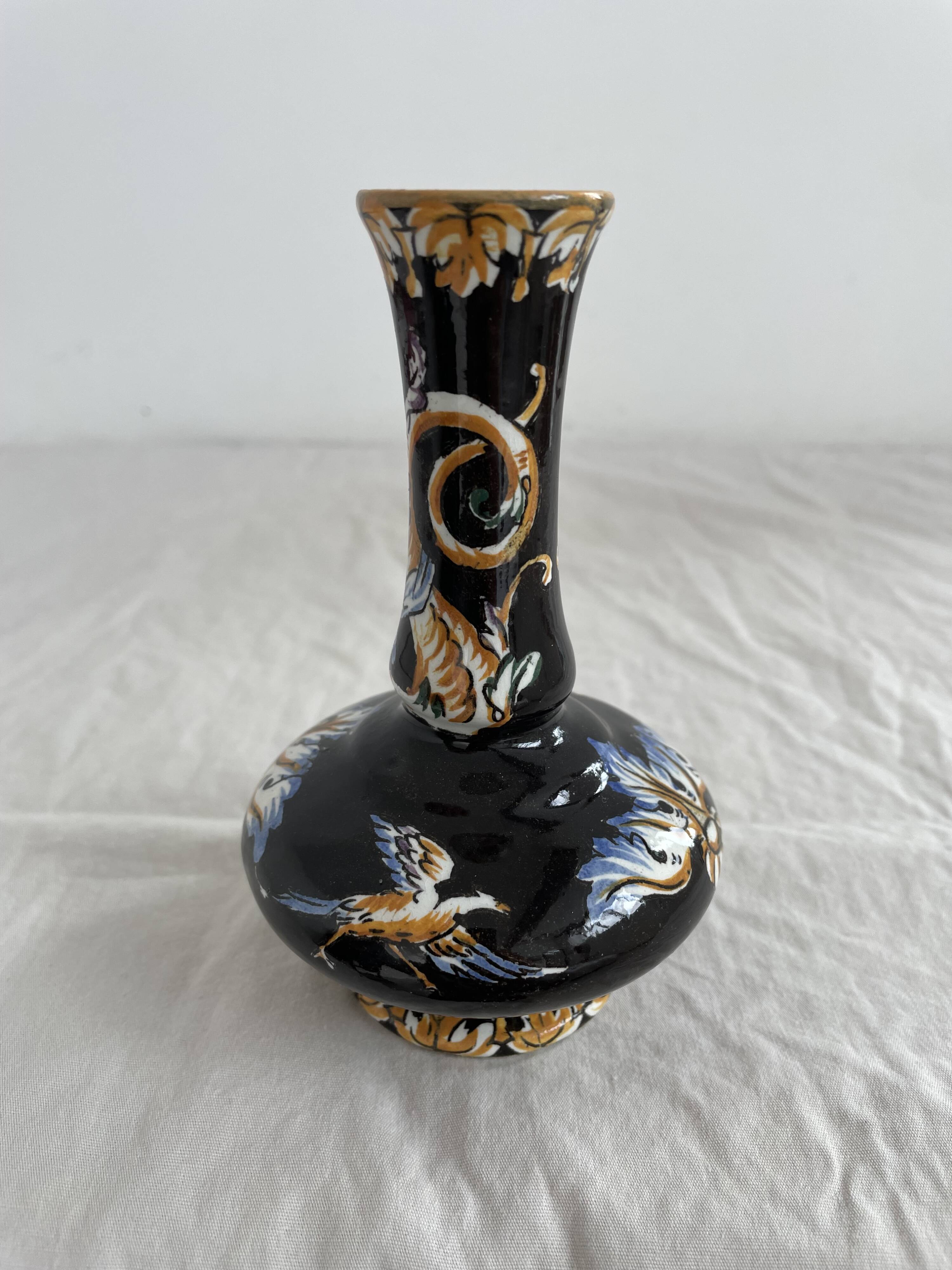 Vase faïence Gien, décor Renaissance italienne, décor Italien Thibault