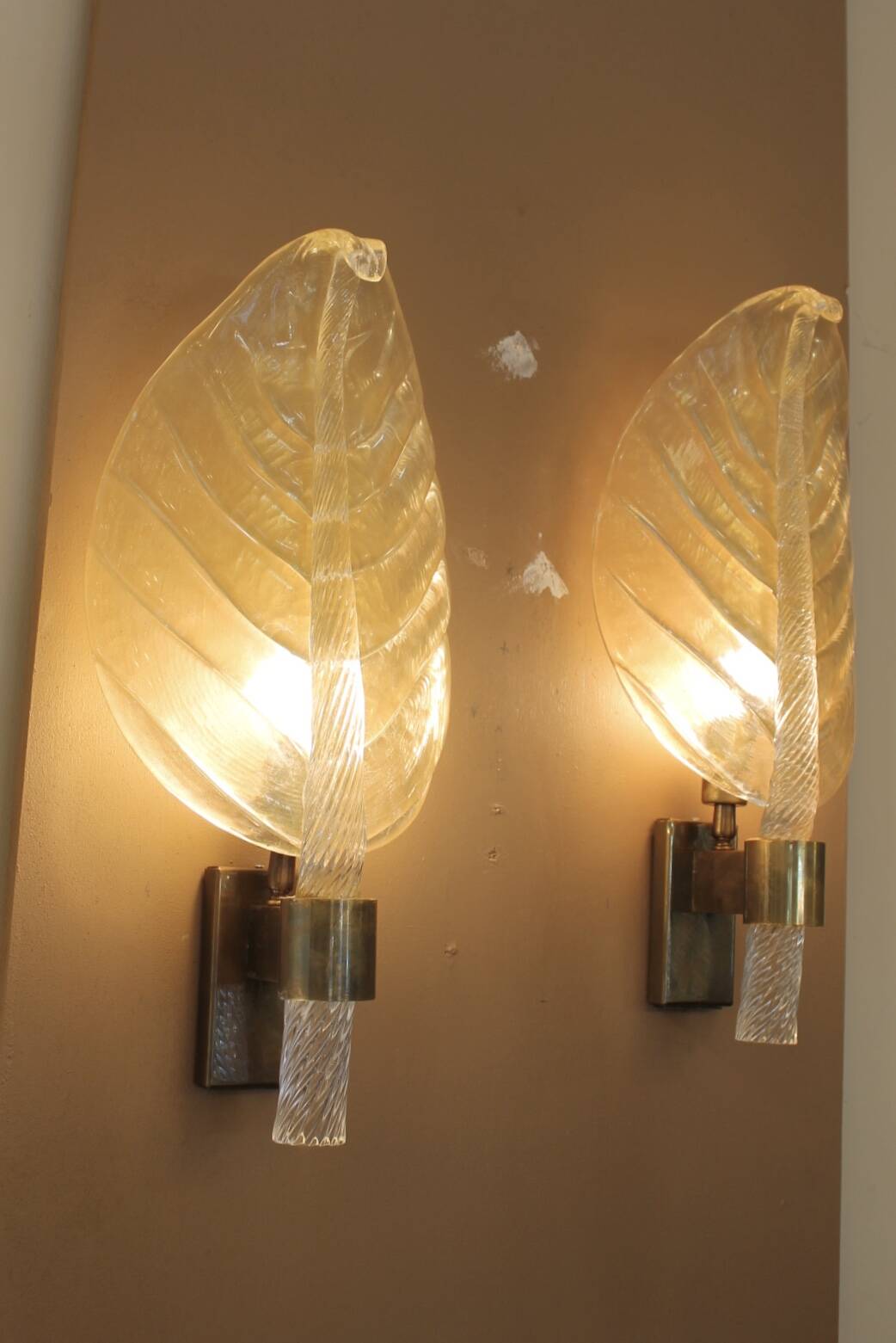 Pair of Murano glass wall lights, Toso