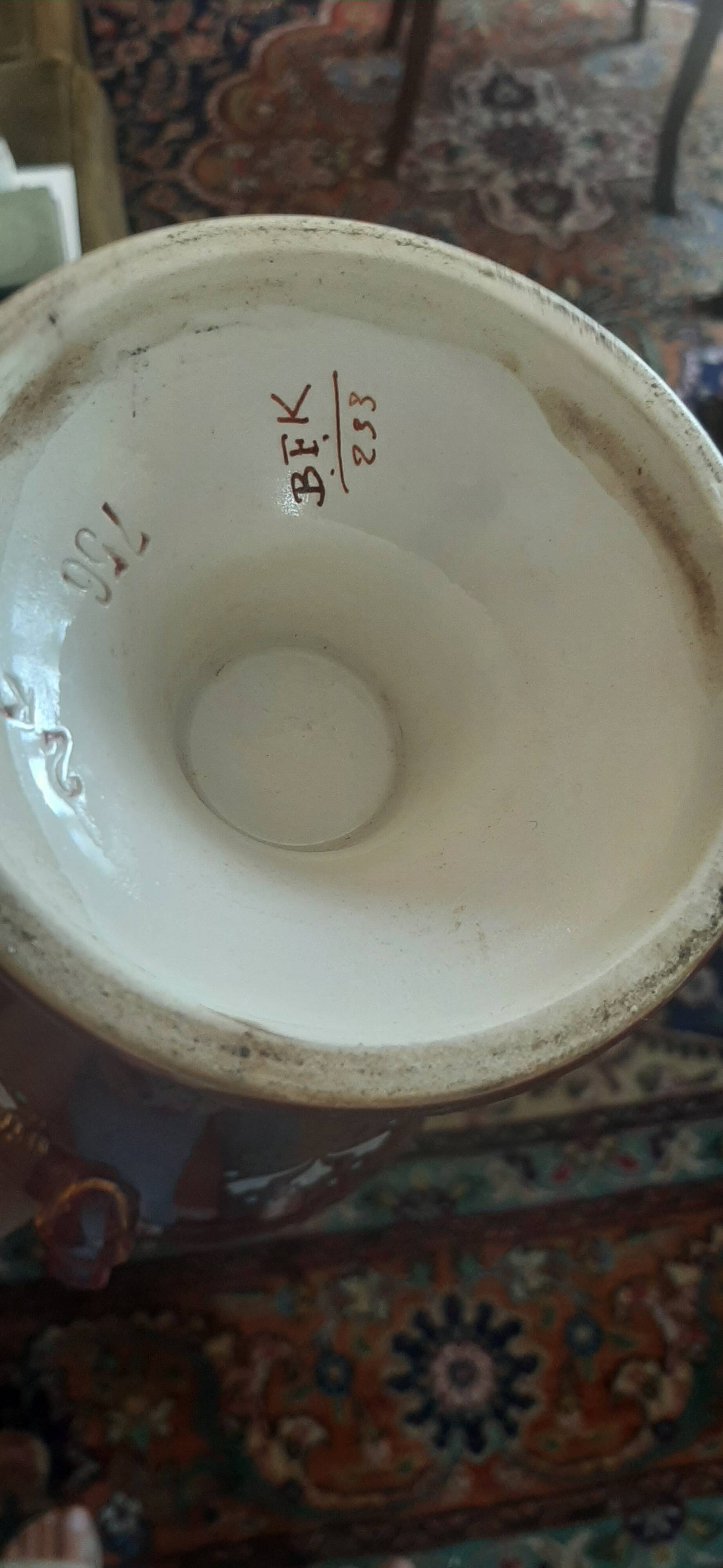 Pair of BKF earthenware vases and planter