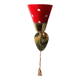 Vintage opaline & brass wall lamp